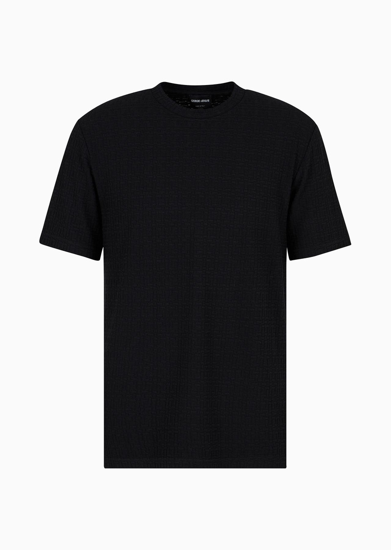 Viscose and cashmere jacquard jersey crew-neck T-shirt 1