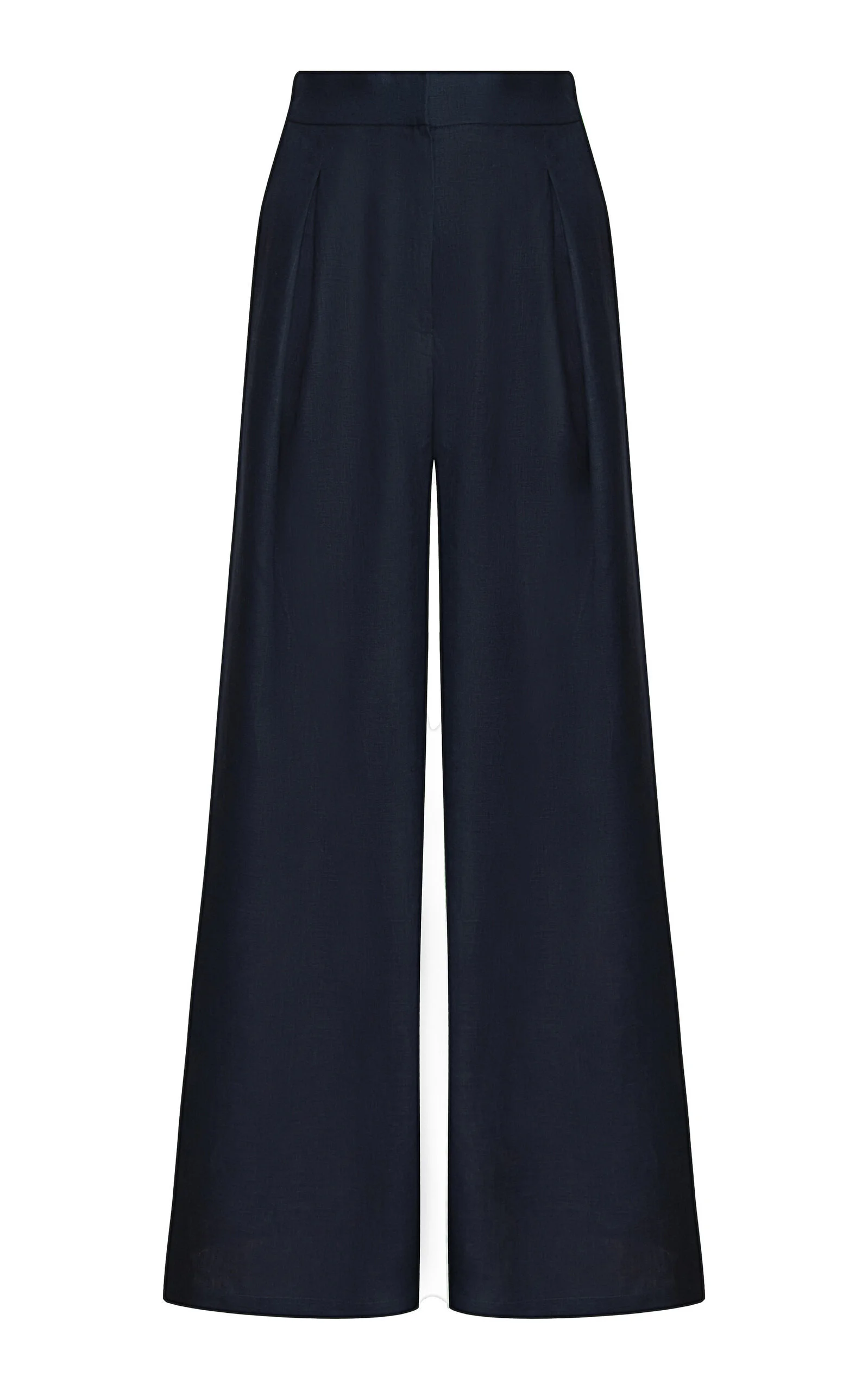 Una Metafora Pleated Linen Flared Pants navy - 1