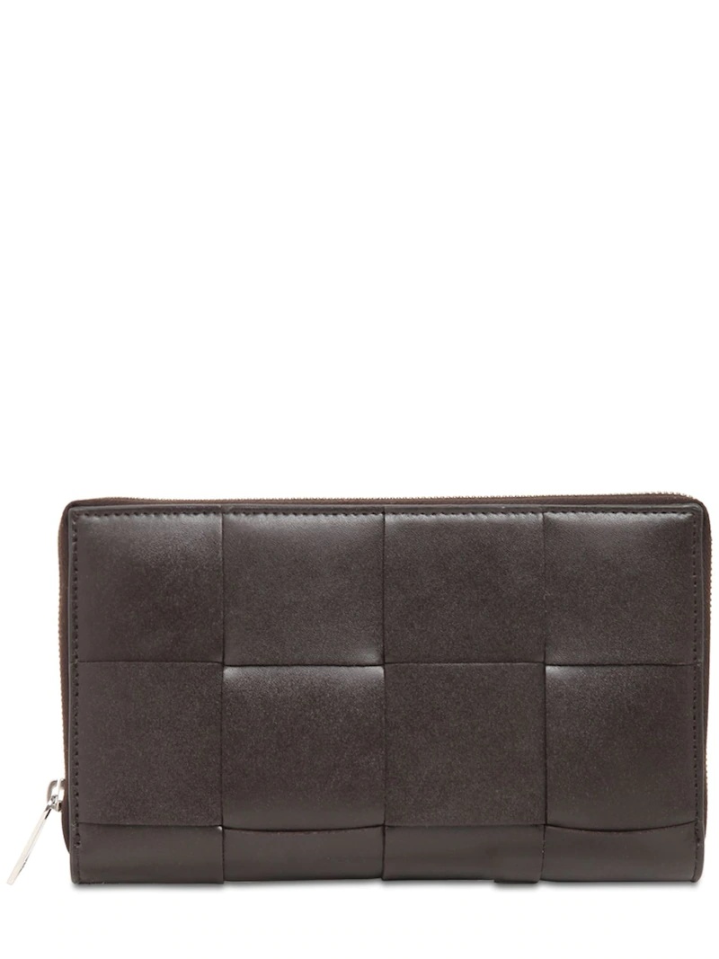 MAXI INTRECCIO LEATHER ZIP AROUND WALLET - 3