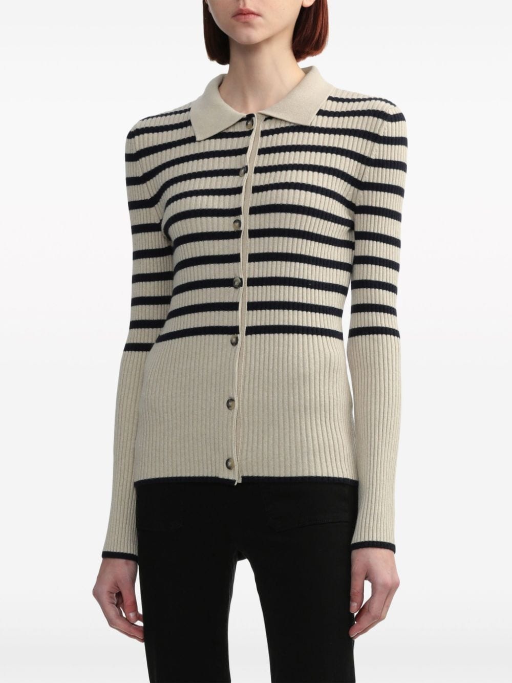 striped ribbed-knit cardigan - 2