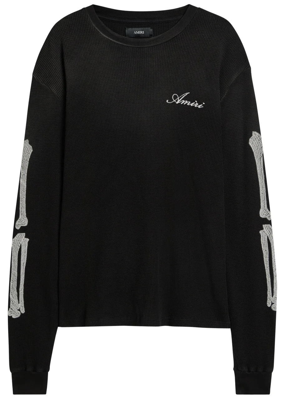 Amiri Embroidered Waffle Stretch-cotton top - 1