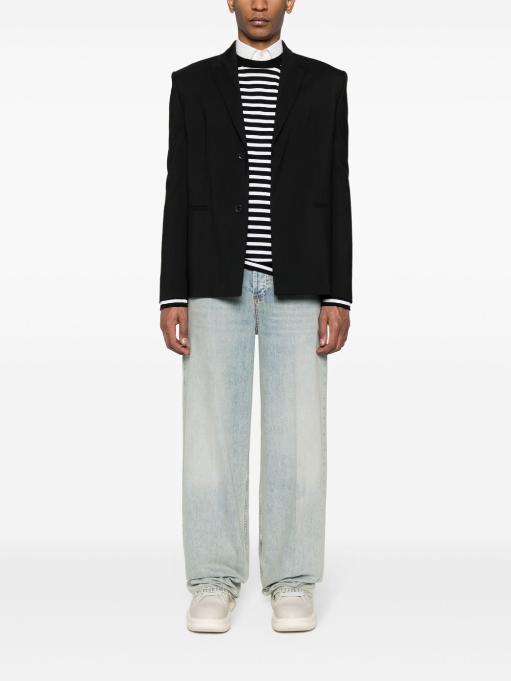 logo-plaque cotton wide-leg jeans - 2