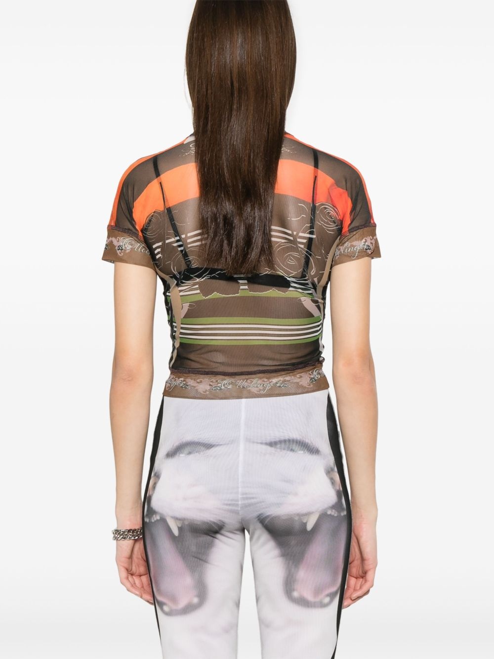 polo-print mesh T-shirt - 4