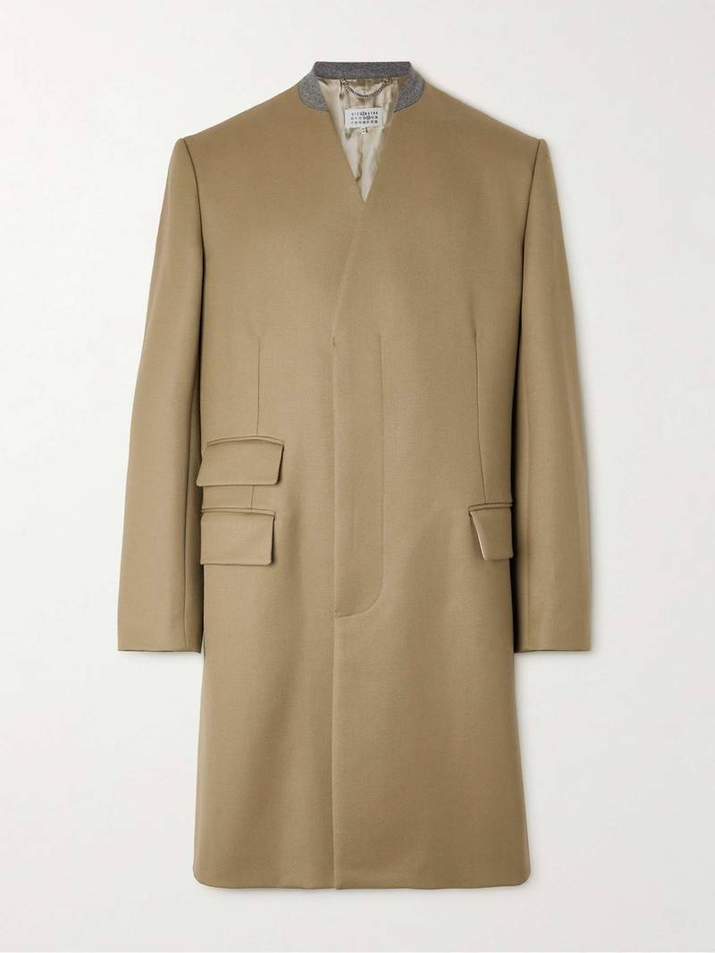 Felt-Trimmed Wool-Twill Coat 1