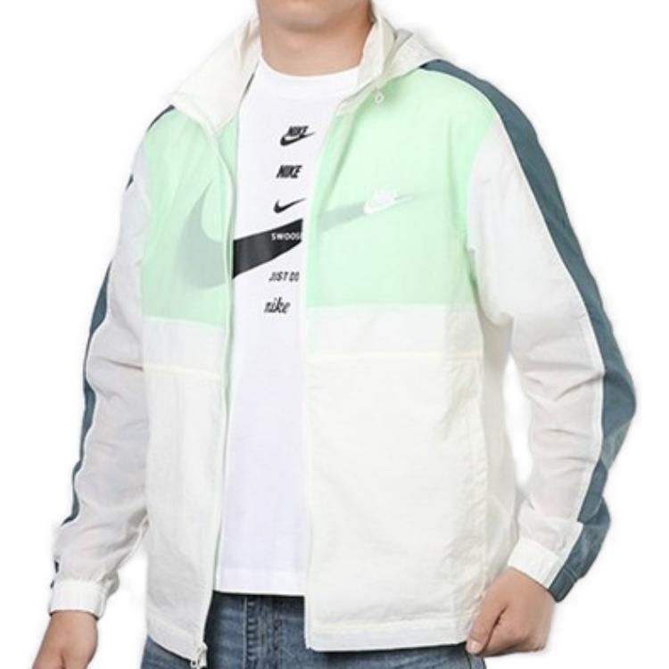 Nike Sportswear Woven Logo Stowaway Hood Jacket 'Green White' CU4310-133 - 2
