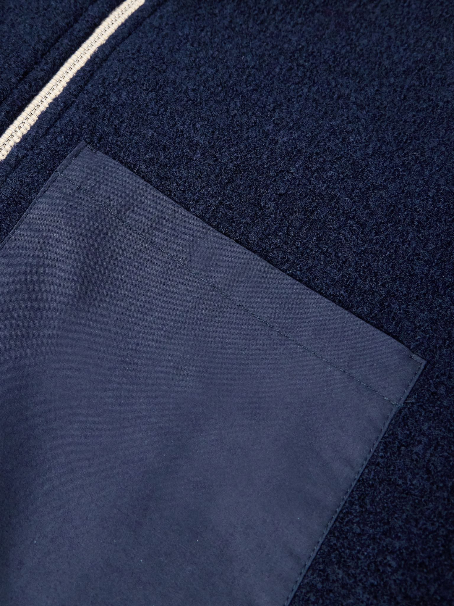 Cotton-Trimmed Brushed-Wool Jacket Navy - 6
