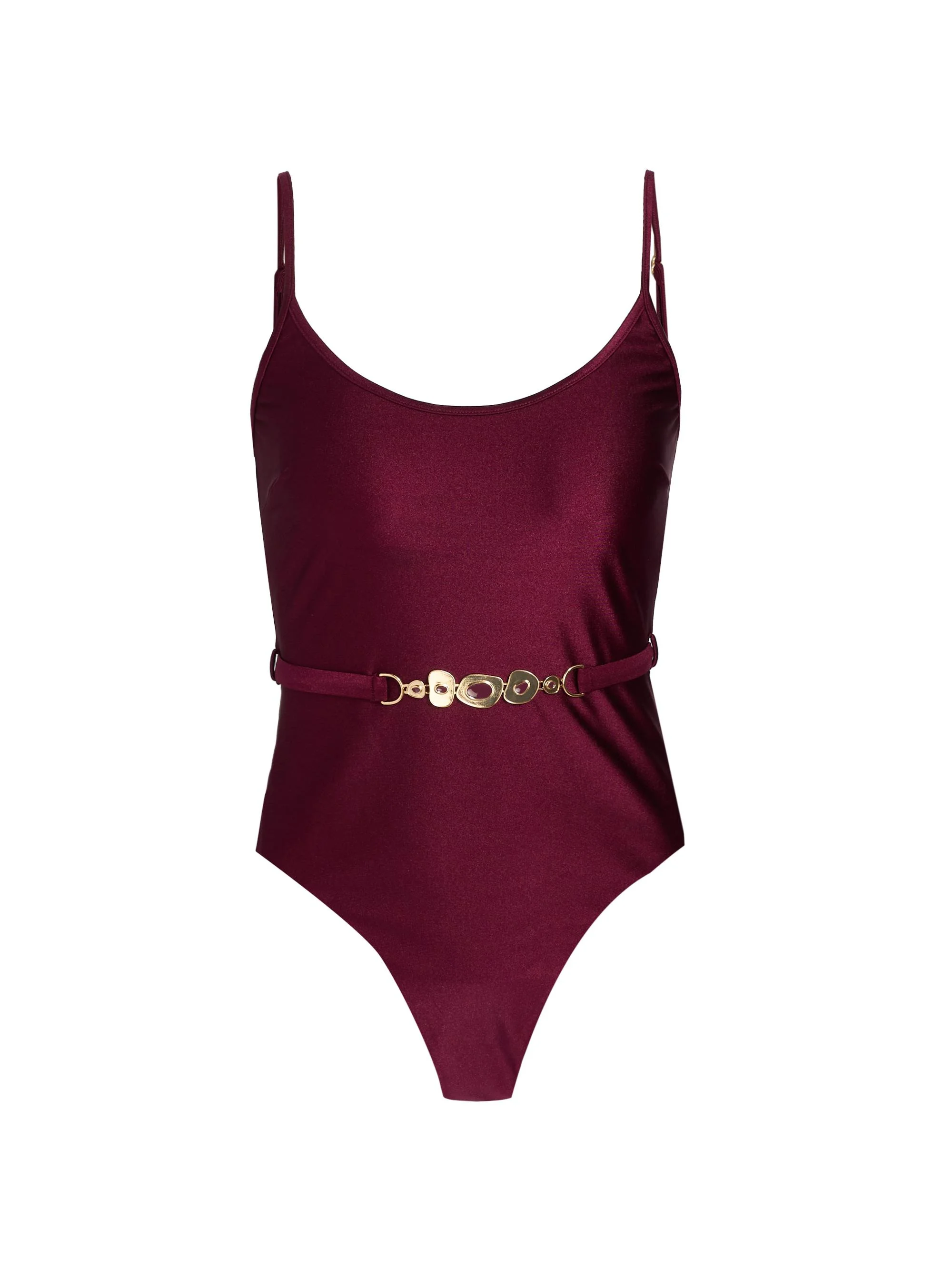 Women's Awaken Belted One-Piece Swimsuit - Burgundy - 1