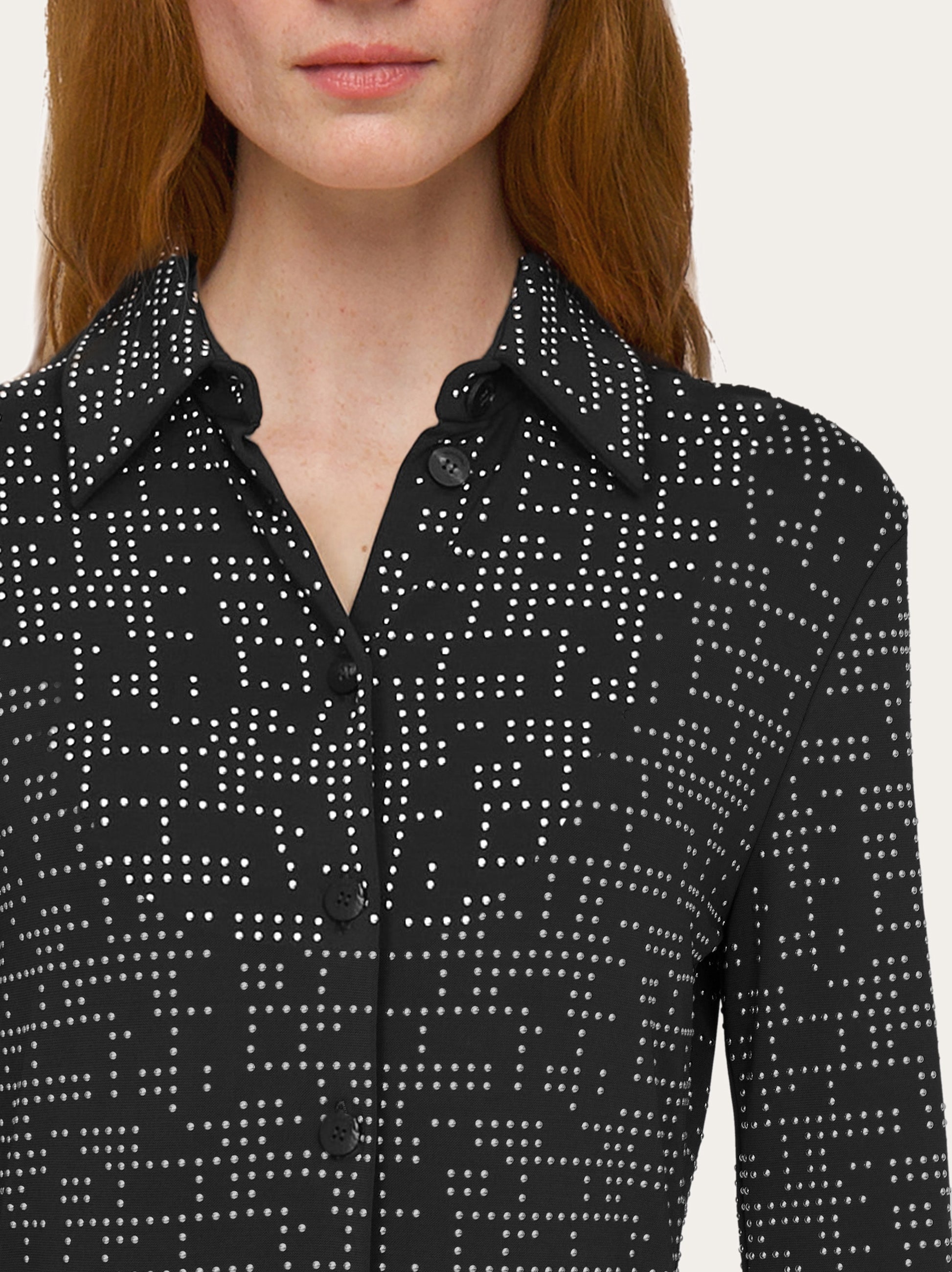 Jersey shirt dress with micro studs - 4