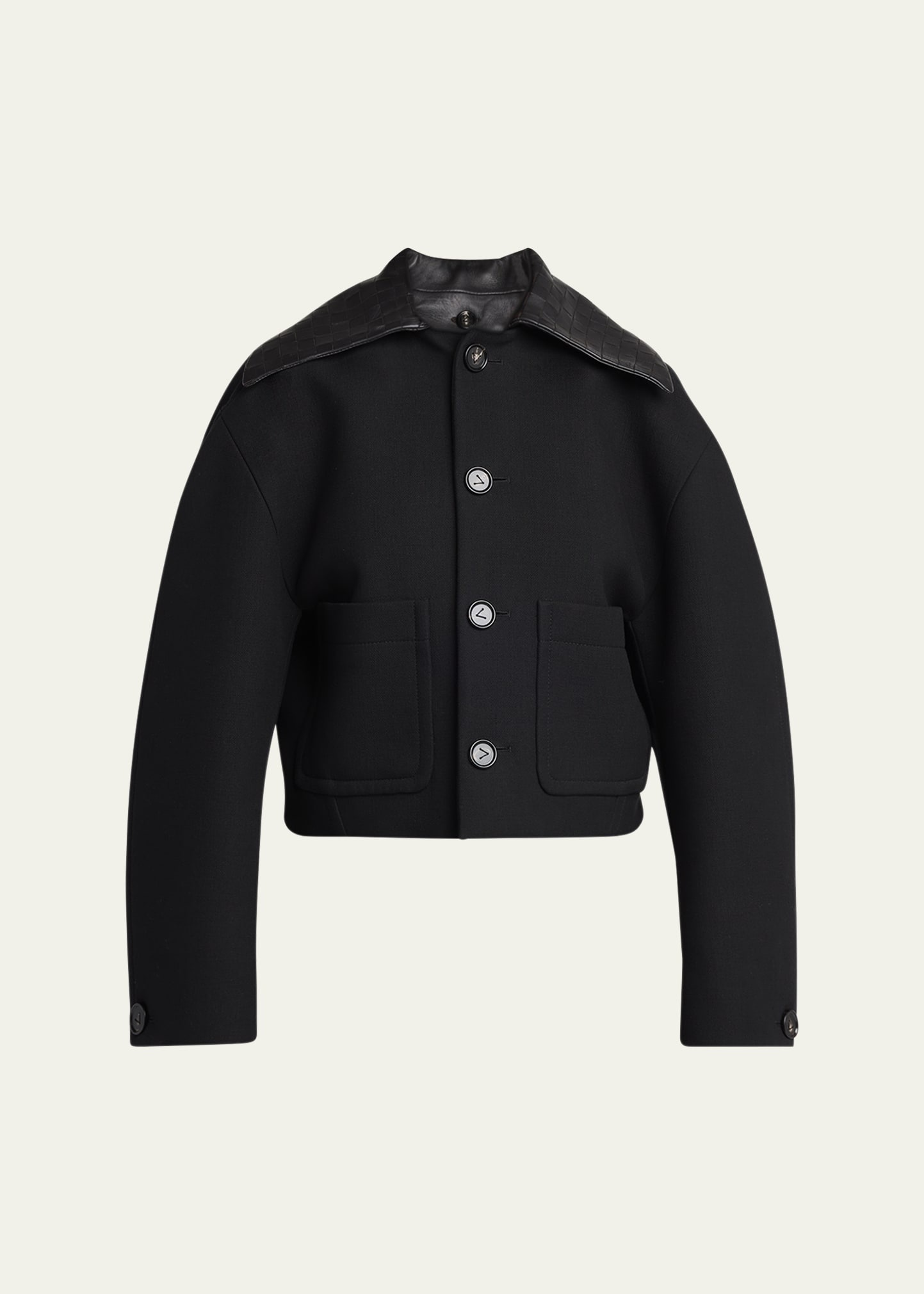 Intrecciato Collar Wide-Sleeve Cotton Jacket - 1