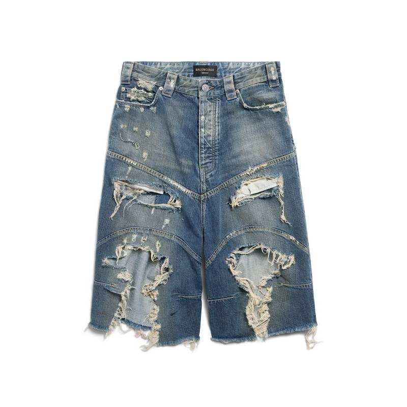 Men's Distressed Baggy Shorts in Blue 1