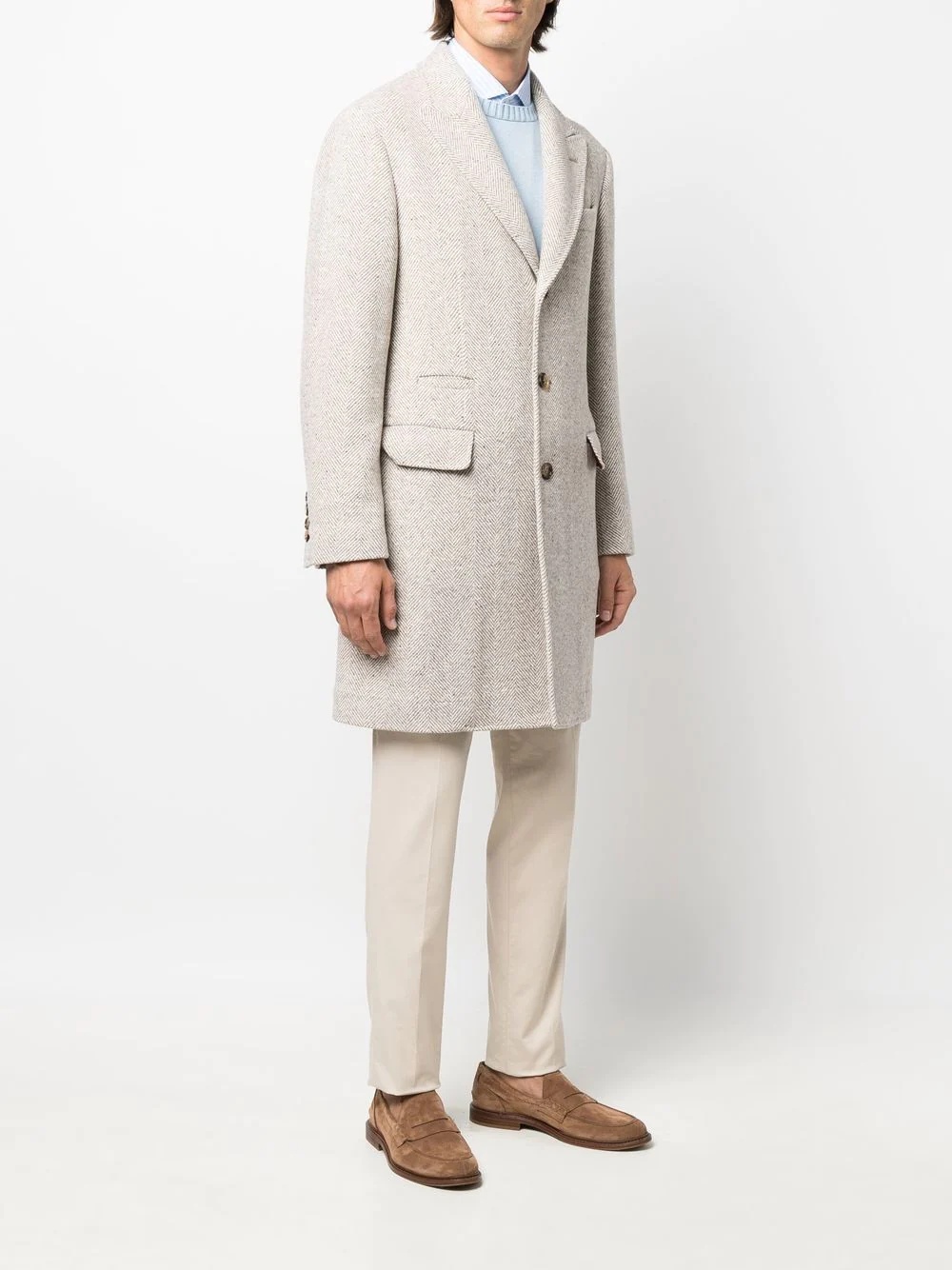 herringbone-tweed overcoat - 3