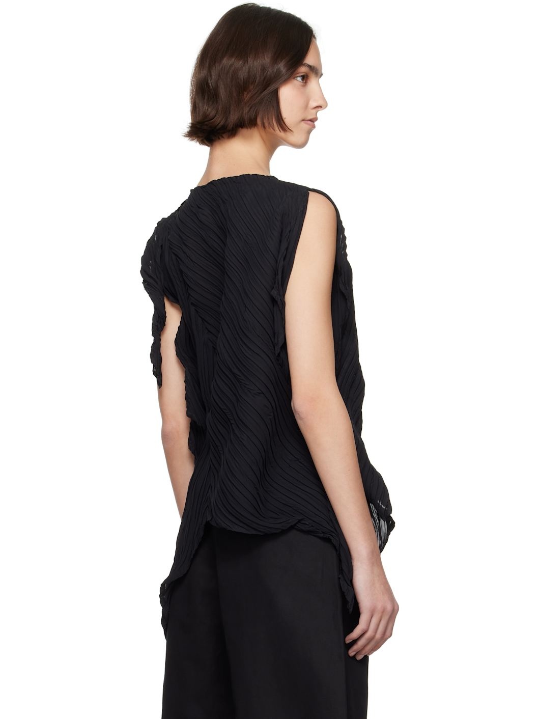 Black Wrinkled & Twisted Blouse - 3