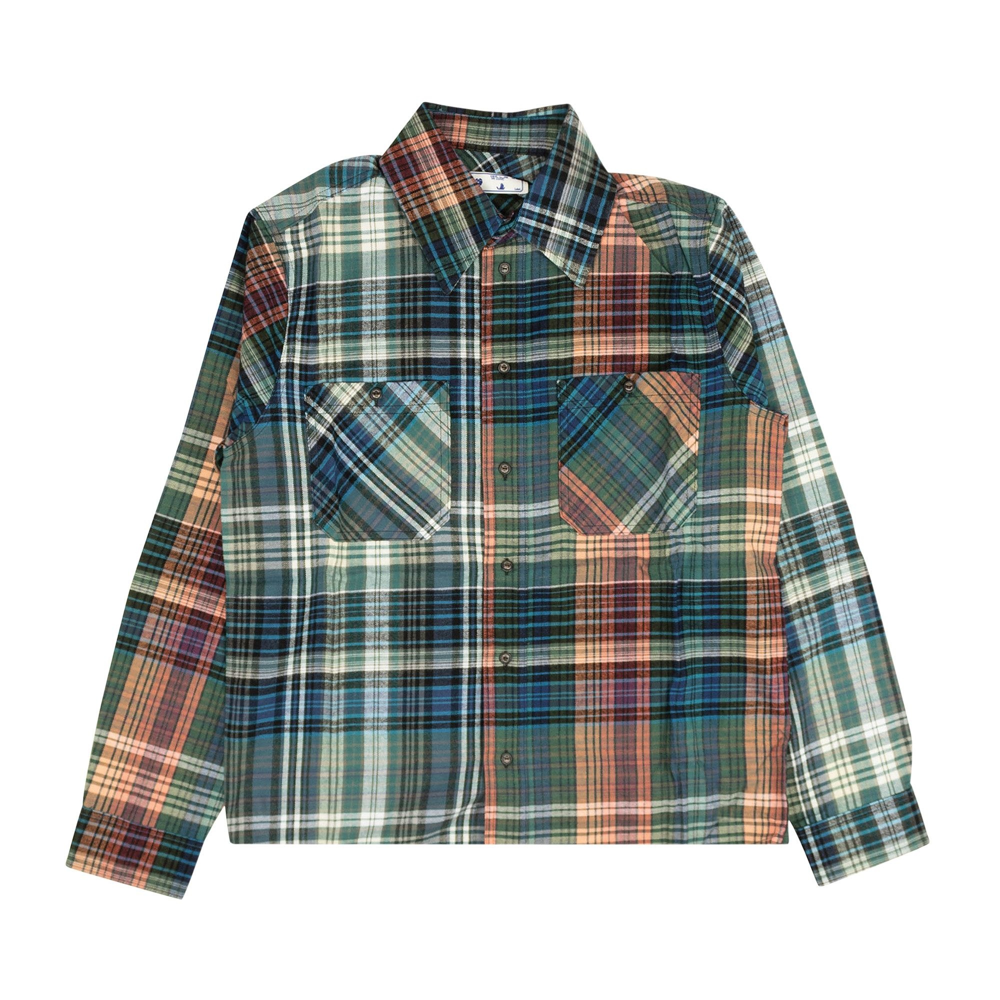 Off-White Stencil Flannel Check Shirt 'Blue' - 1