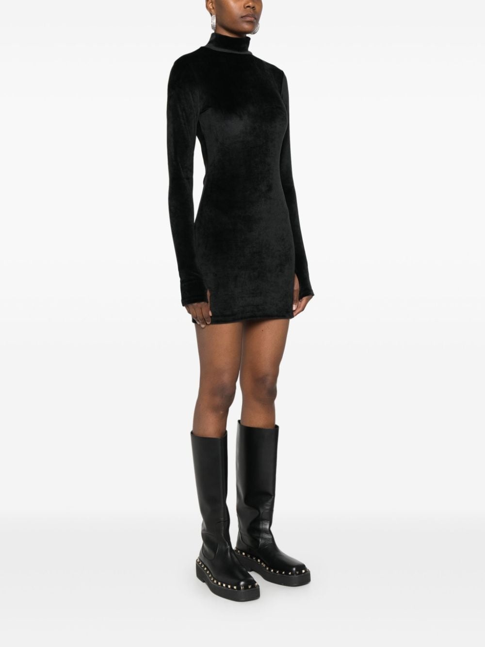velvet mini dress - 3
