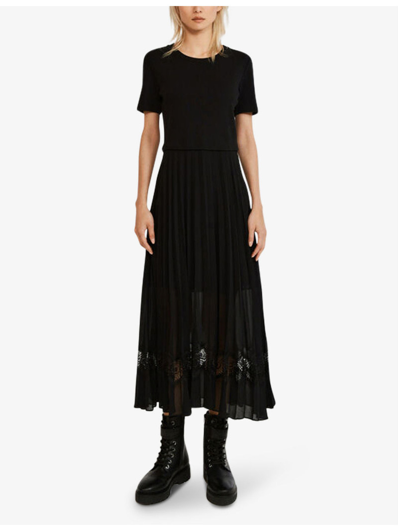 Claudie Pierlot Telie pleated cotton midi dress outlook