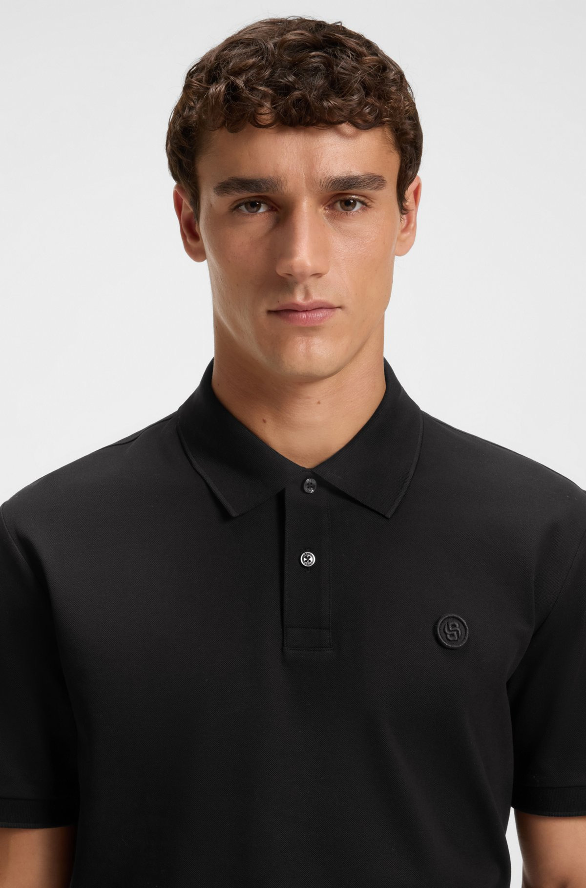 COTTON-PIQUÉ POLO SHIRT WITH DOUBLE B MONOGRAM - 3