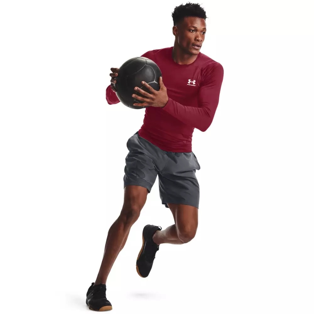 Men's HeatGear Armour Long Sleeve Shirt - Red/White - 3