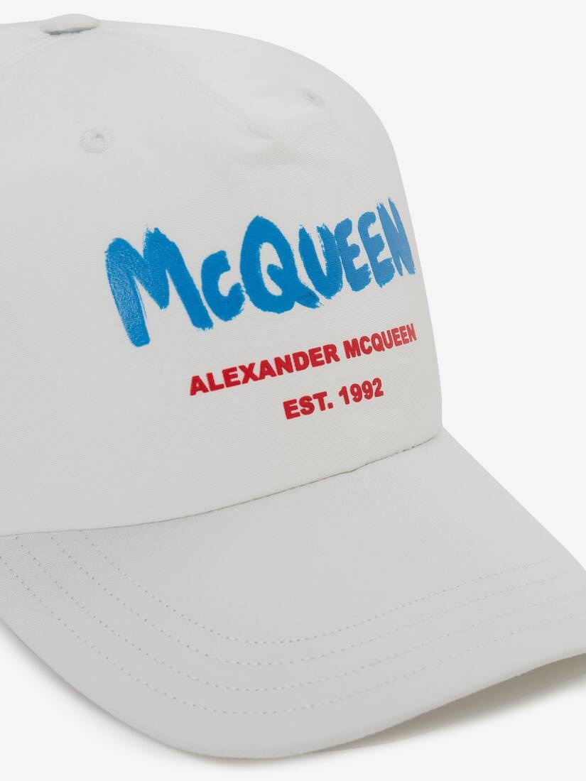 Mcqueen Graffiti Baseball Cap in Ivory/sky Blue - 4