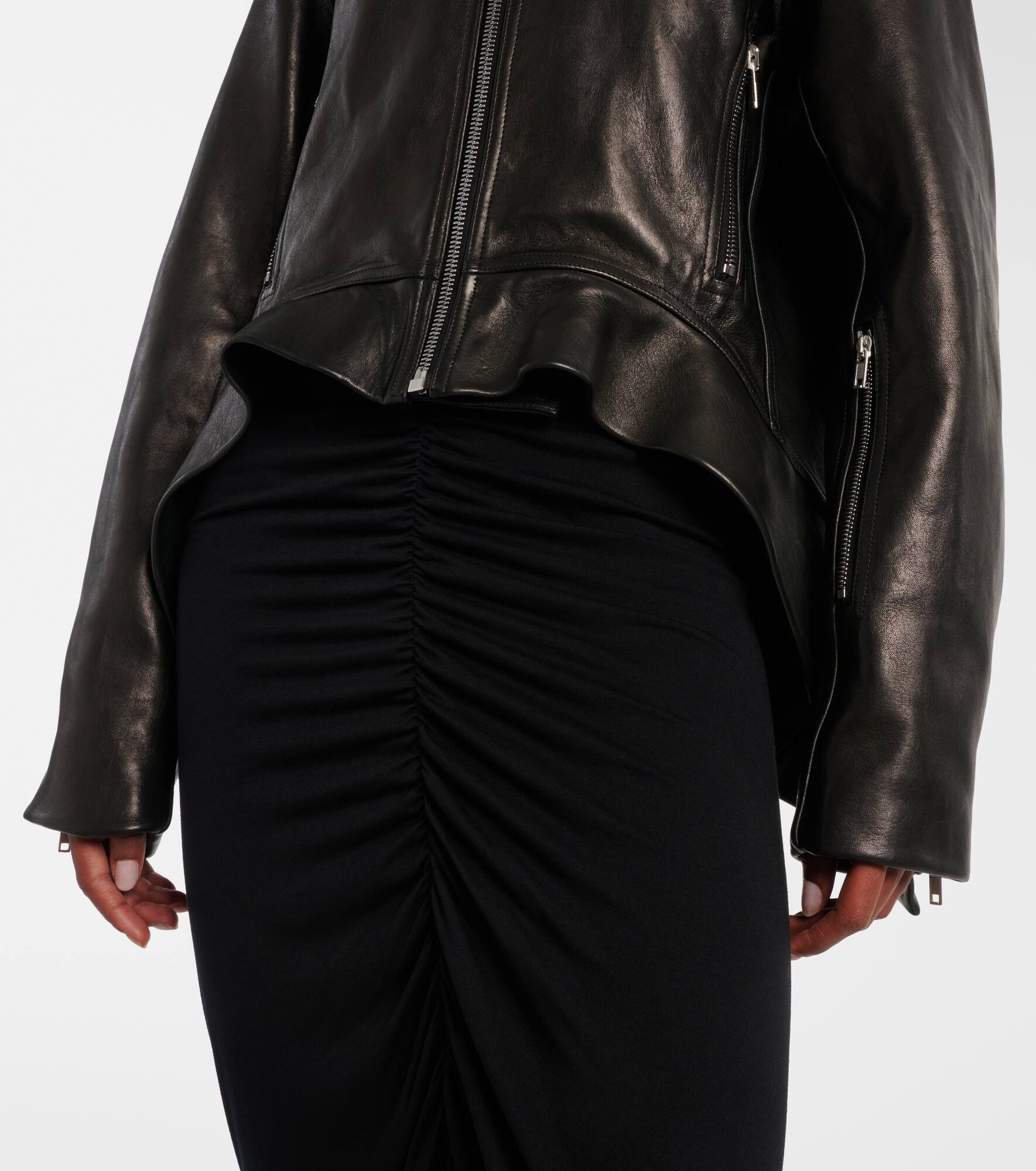 Asymmetric leather jacket - 5