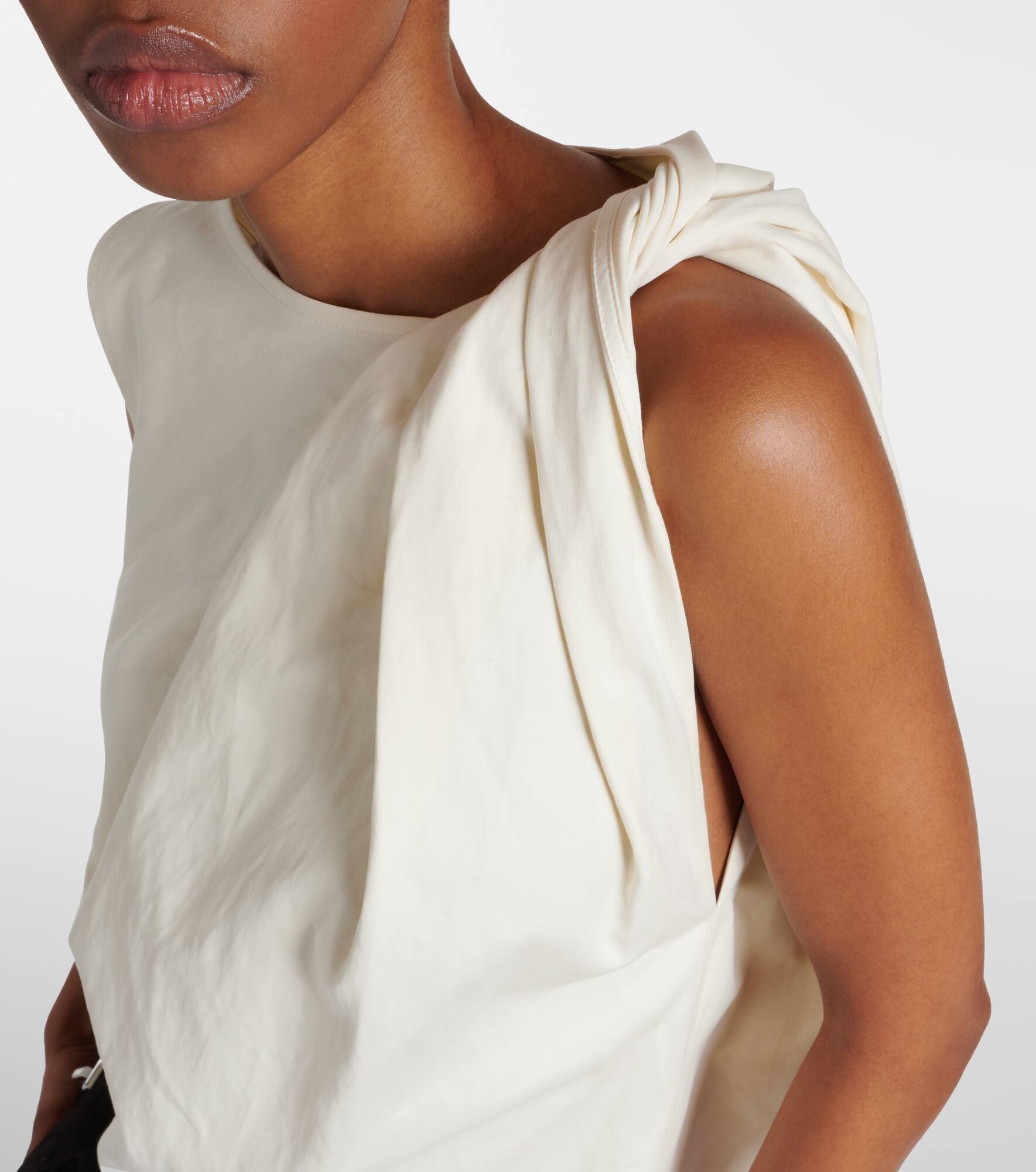 Draped cotton and linen minidress - 5
