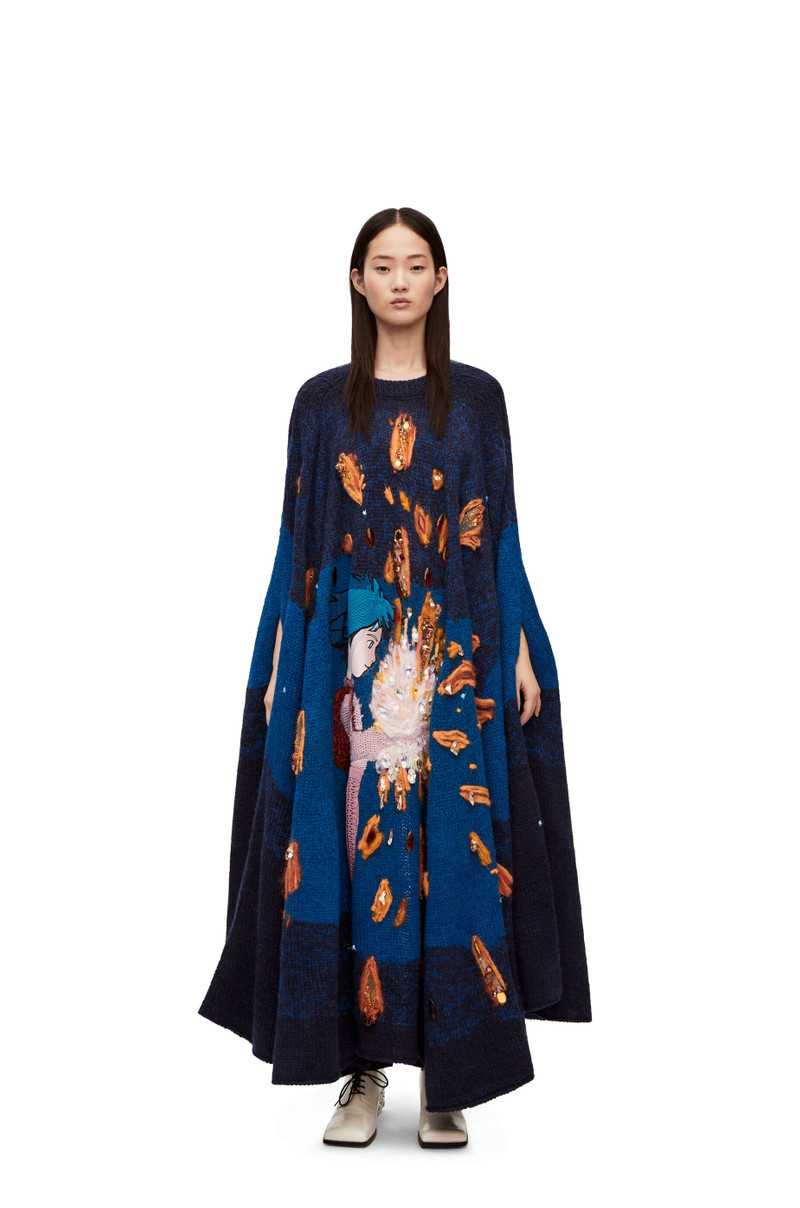 Loewe Magical Sky cape in wool and alpaca blend outlook