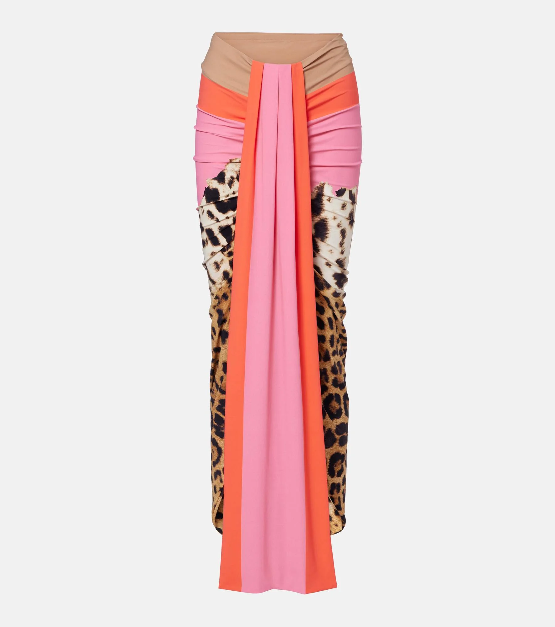 Leopard-print asymmetric maxi skirt - 1