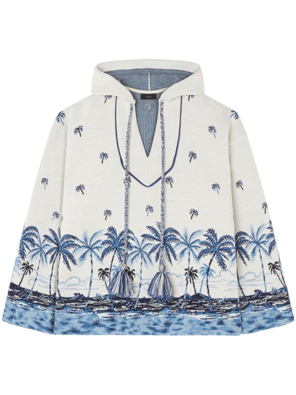 hawaii print-knitted wool hoodie - 1