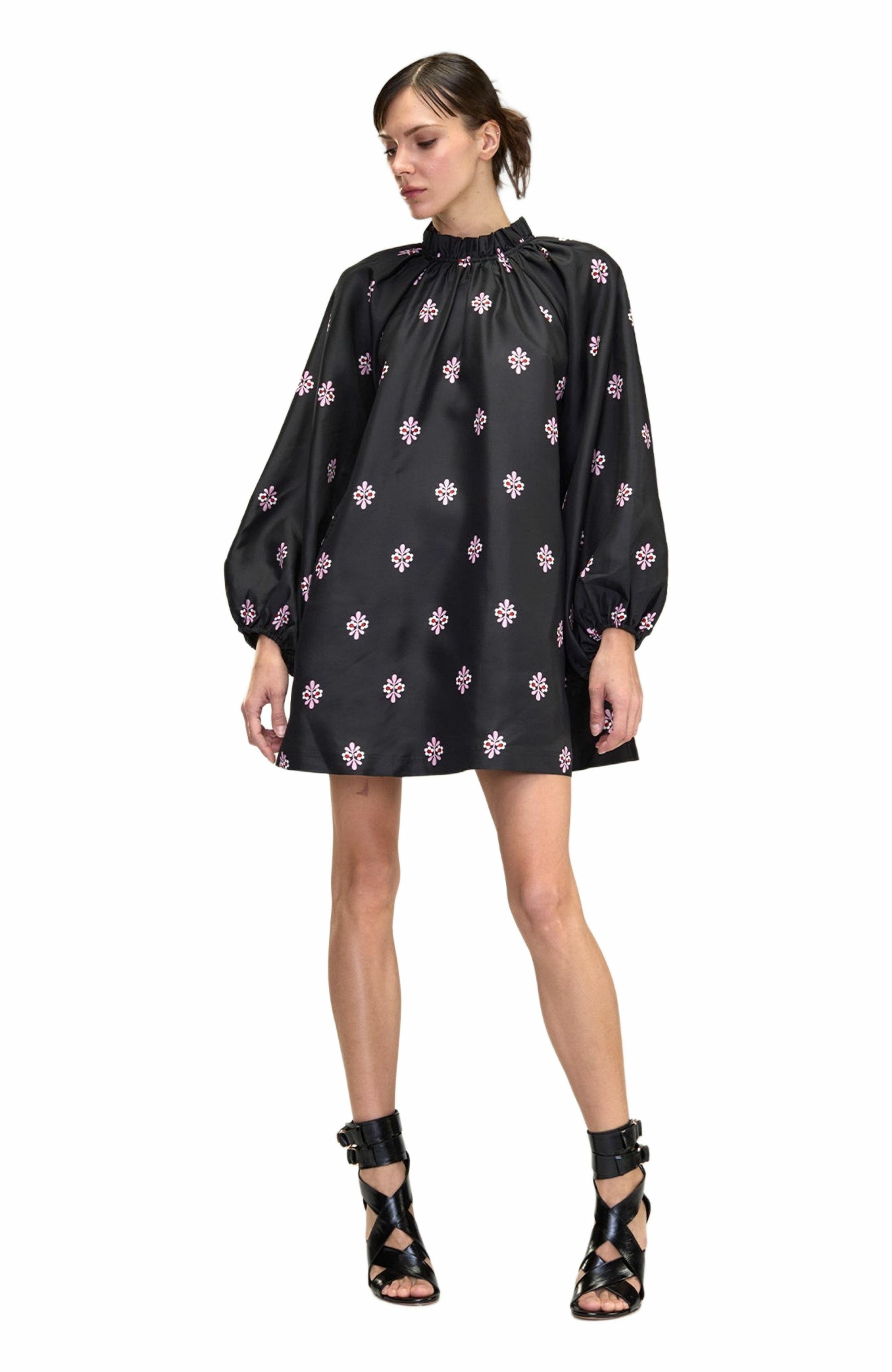 Cynthia Rowley Second Nature Silk Taffeta Dress in Black_Multi at Nordstrom - 3