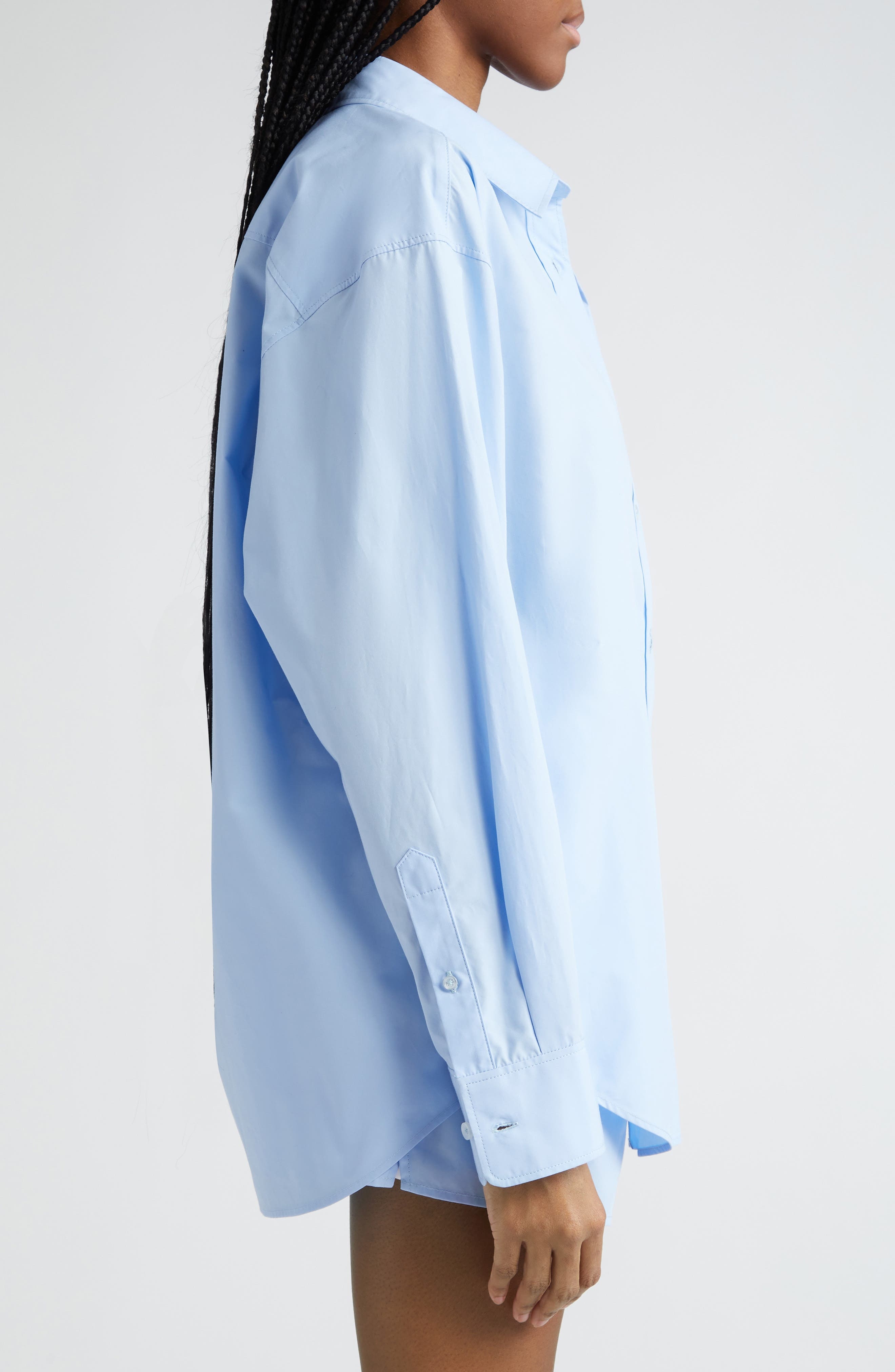 Alexander Wang Oversize Boyfriend Button-Up Shirt in Chambray Blue at Nordstrom - 4