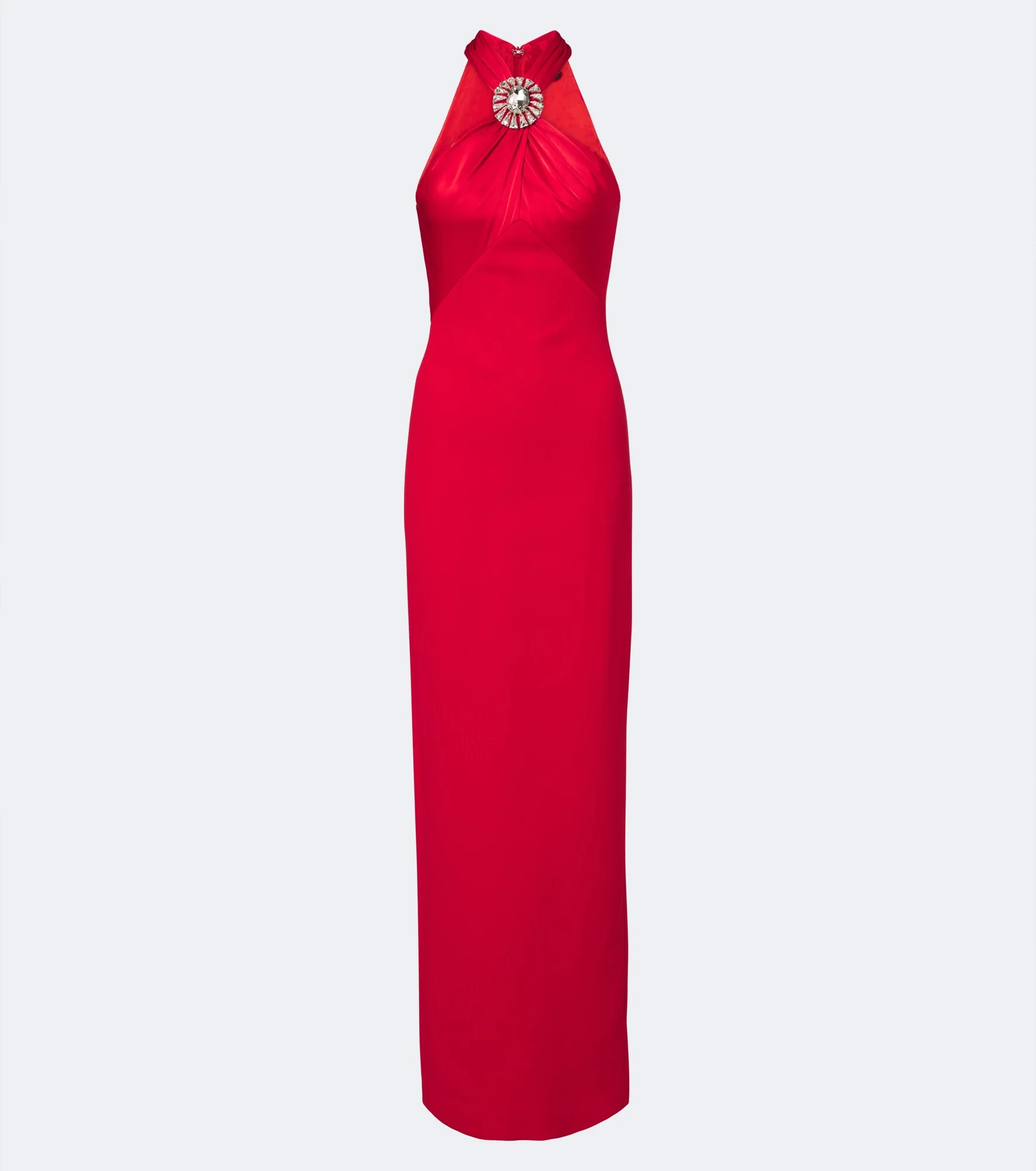 Embellished halterneck satin-trimmed gown - 1
