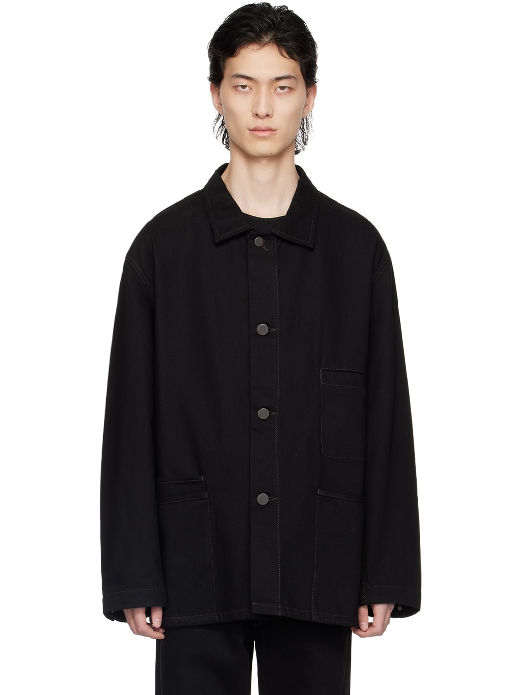 Black Workwear Denim Jacket - 1