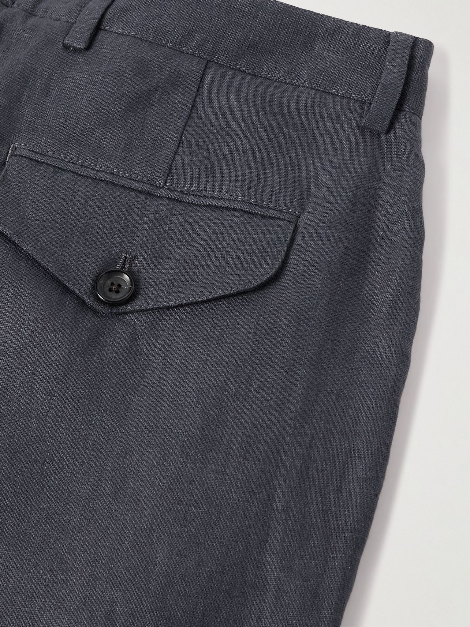 Fishtail Tapered Linen Trousers Dark gray - 5