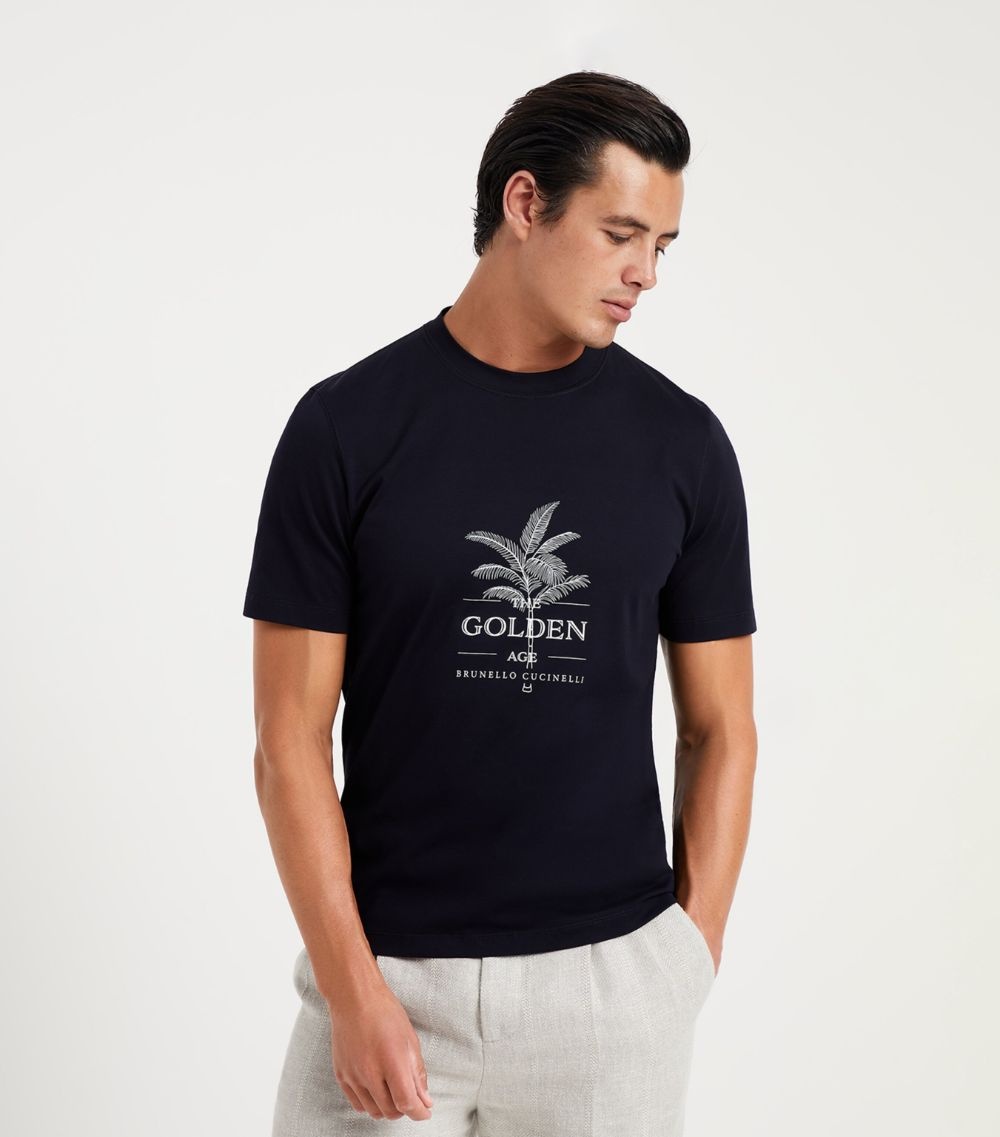 Brunello Cucinelli Cotton jersey crew neck T-shirt with print
