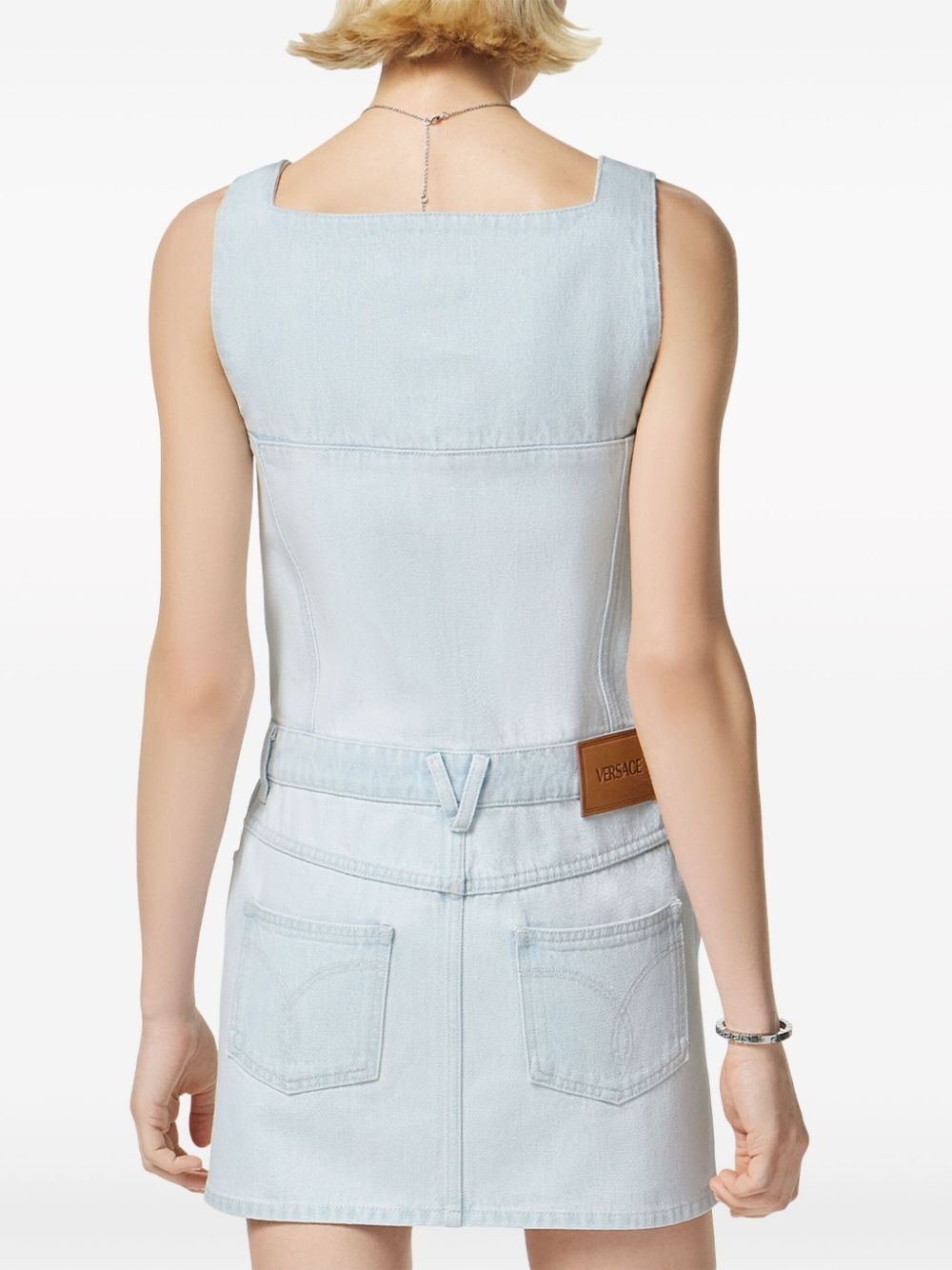 Medusa-buttons denim minidress - 4