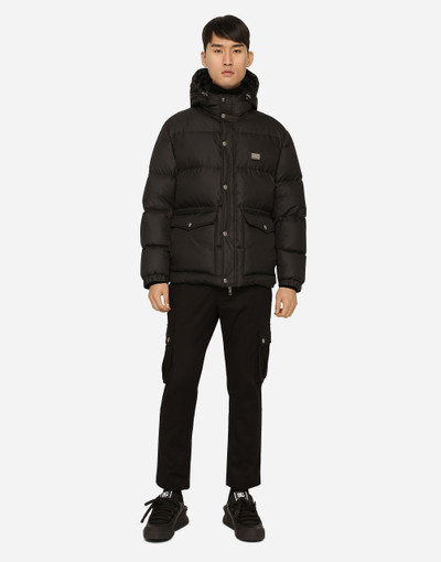Dolce & Gabbana Nylon down jacket with hood and branded tag outlook