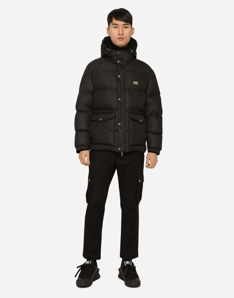 Dolce & Gabbana Nylon down jacket with hood and branded tag outlook