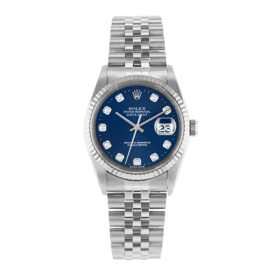 Pre-owned Rolex Datejust 36 Automatic Chronometer Diamond Blue Dial Men's Watch 16234 BLDJ - 2