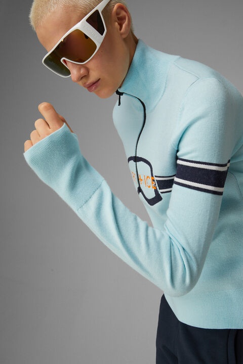Azra Half-zip knitted pullover in Ice blue - 5