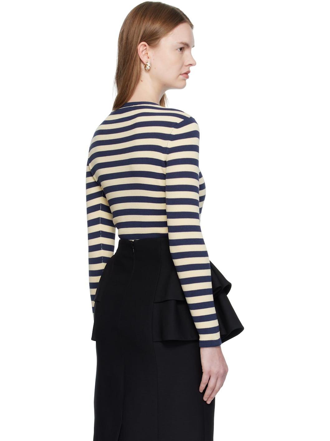 Navy & Beige Cotton T-shirt - 3