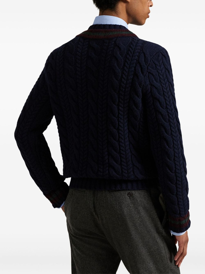 cable-knit V-neck sweater 4