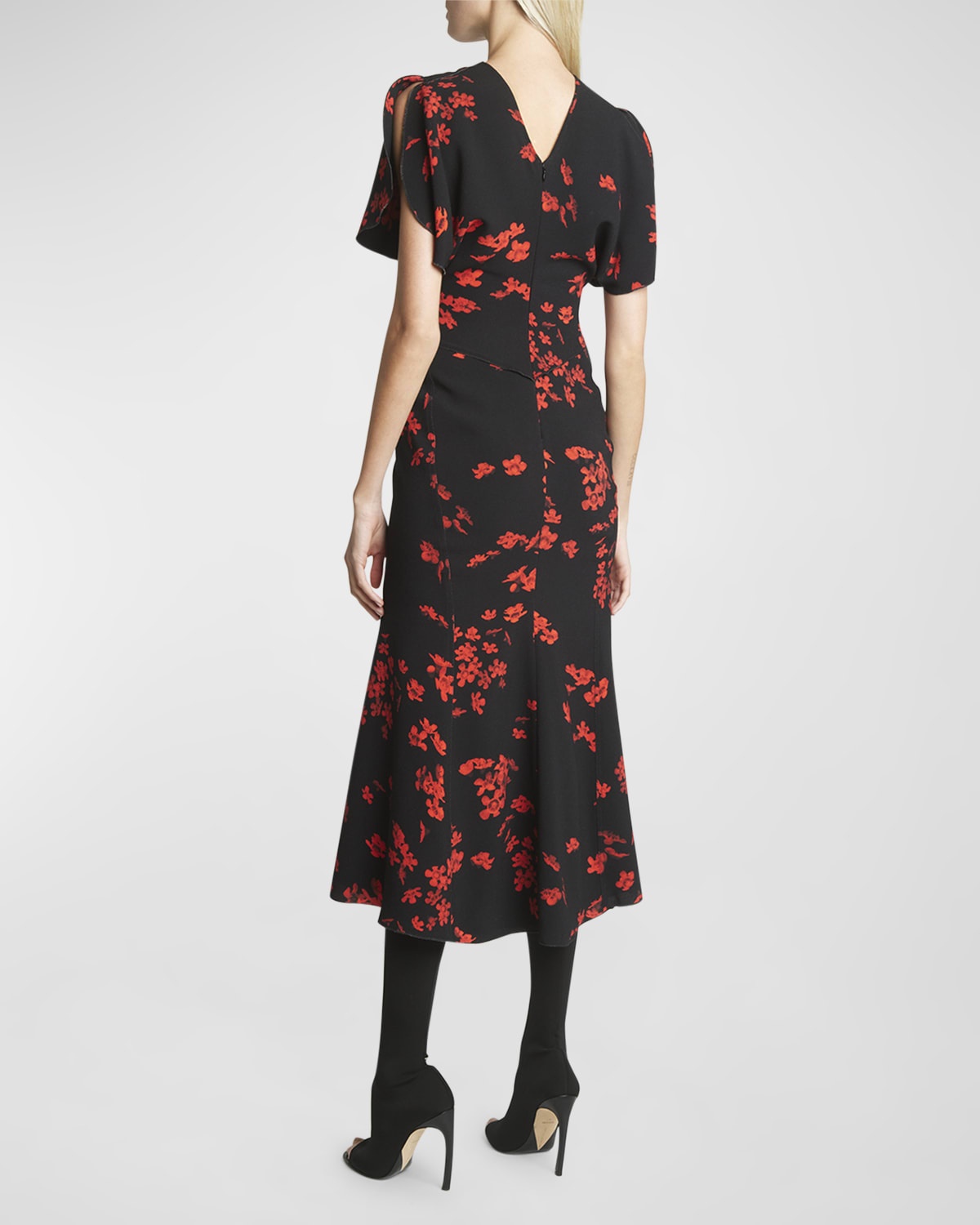 Gathered Waist Floral Print Midi Dress - 4