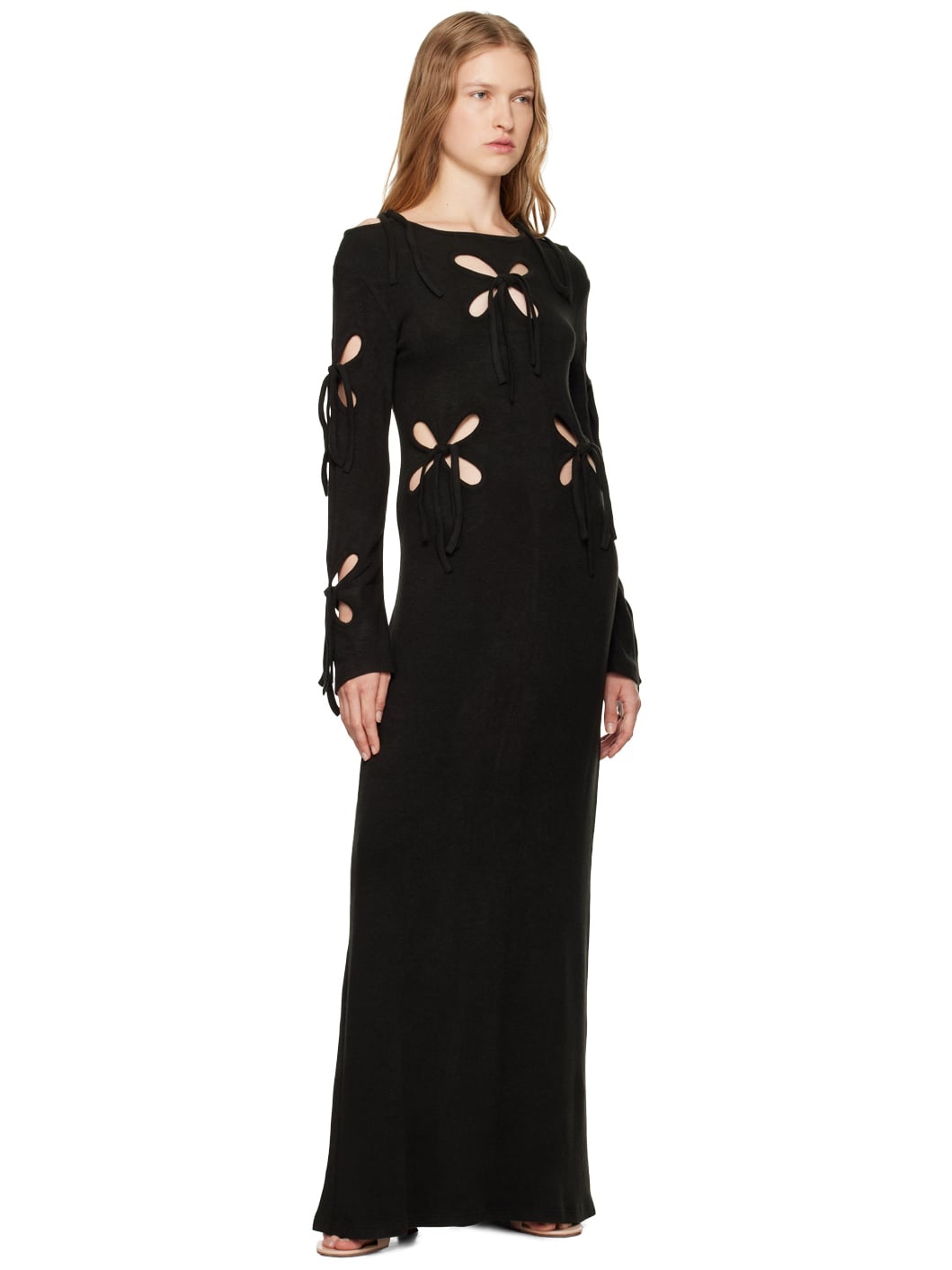 Black Petal Maxi Dress - 4