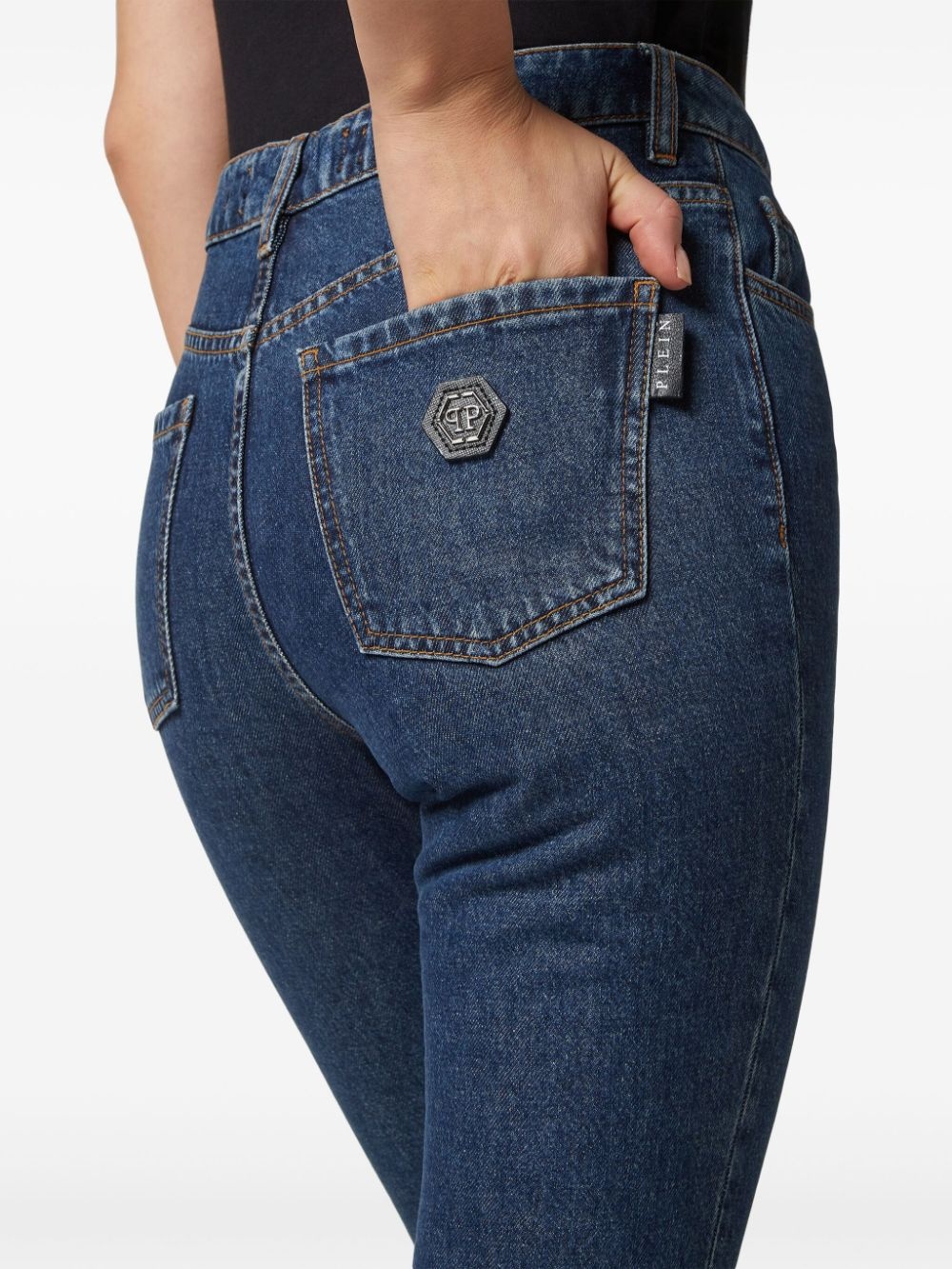 high-waisted flared jeans - 4