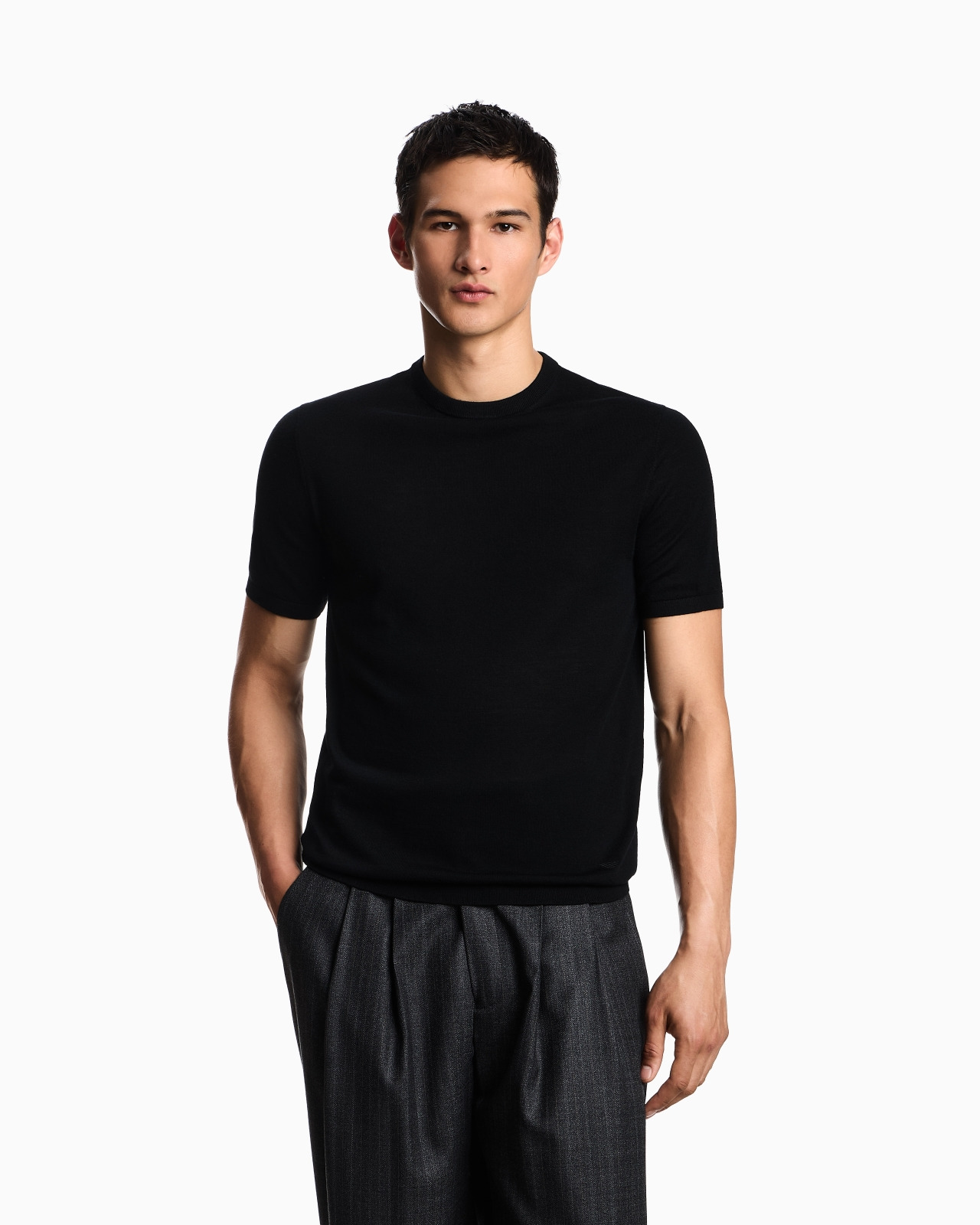 SHORT-SLEEVED JUMPER IN A SEAMLESS PLAIN-KNIT VIRGIN WOOL - 4