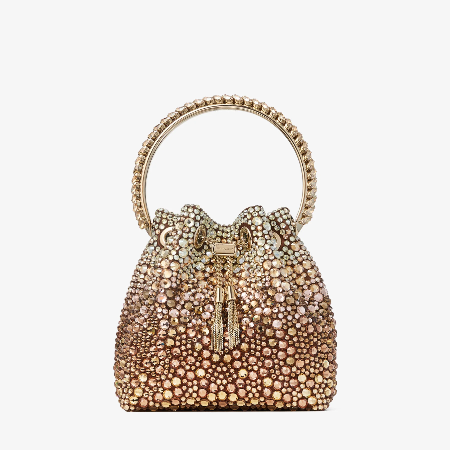 Bon Bon
Bronze Satin Handbag with Degrade Crystals - 1
