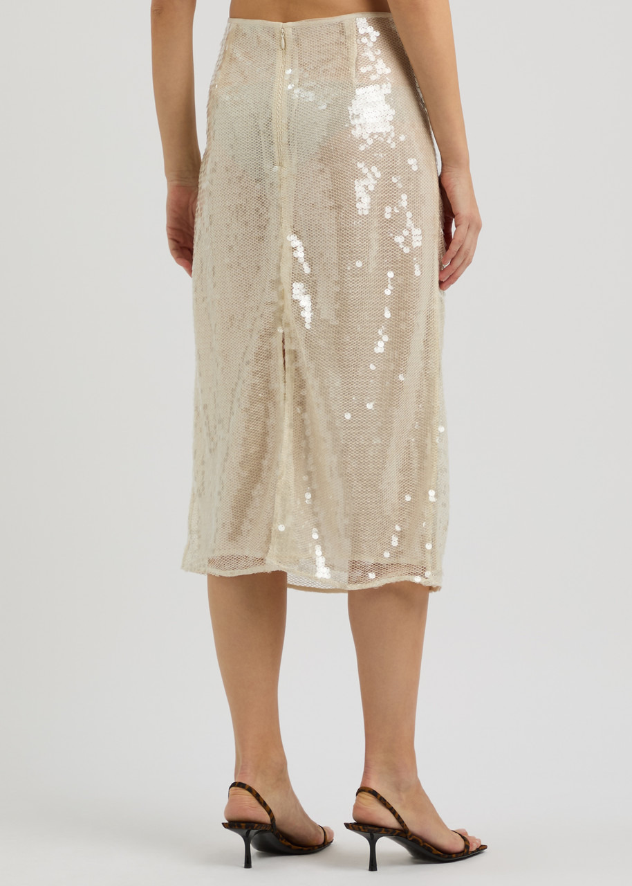 Stella Mccartney Sequin-embellished Open-knit Midi Skirt - 3