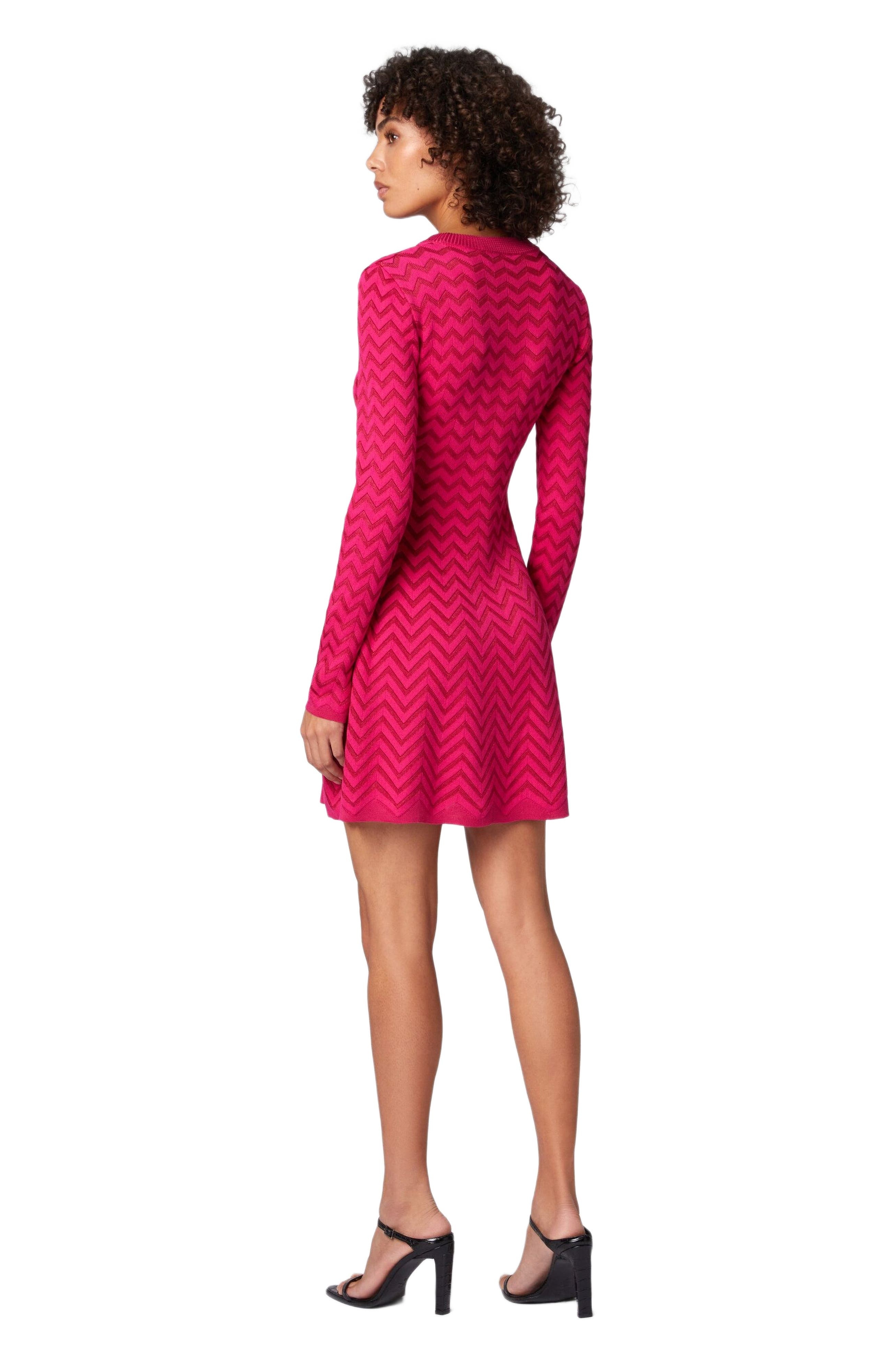 Missoni Tone-on-tone Chevron Long-sleeved Mini-dress in Magenta Red at Nordstrom - 3