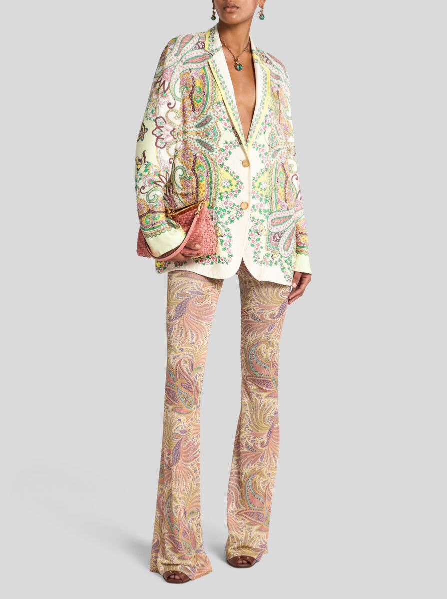 FLARED PAISLEY FOLIAGE TROUSERS - 4