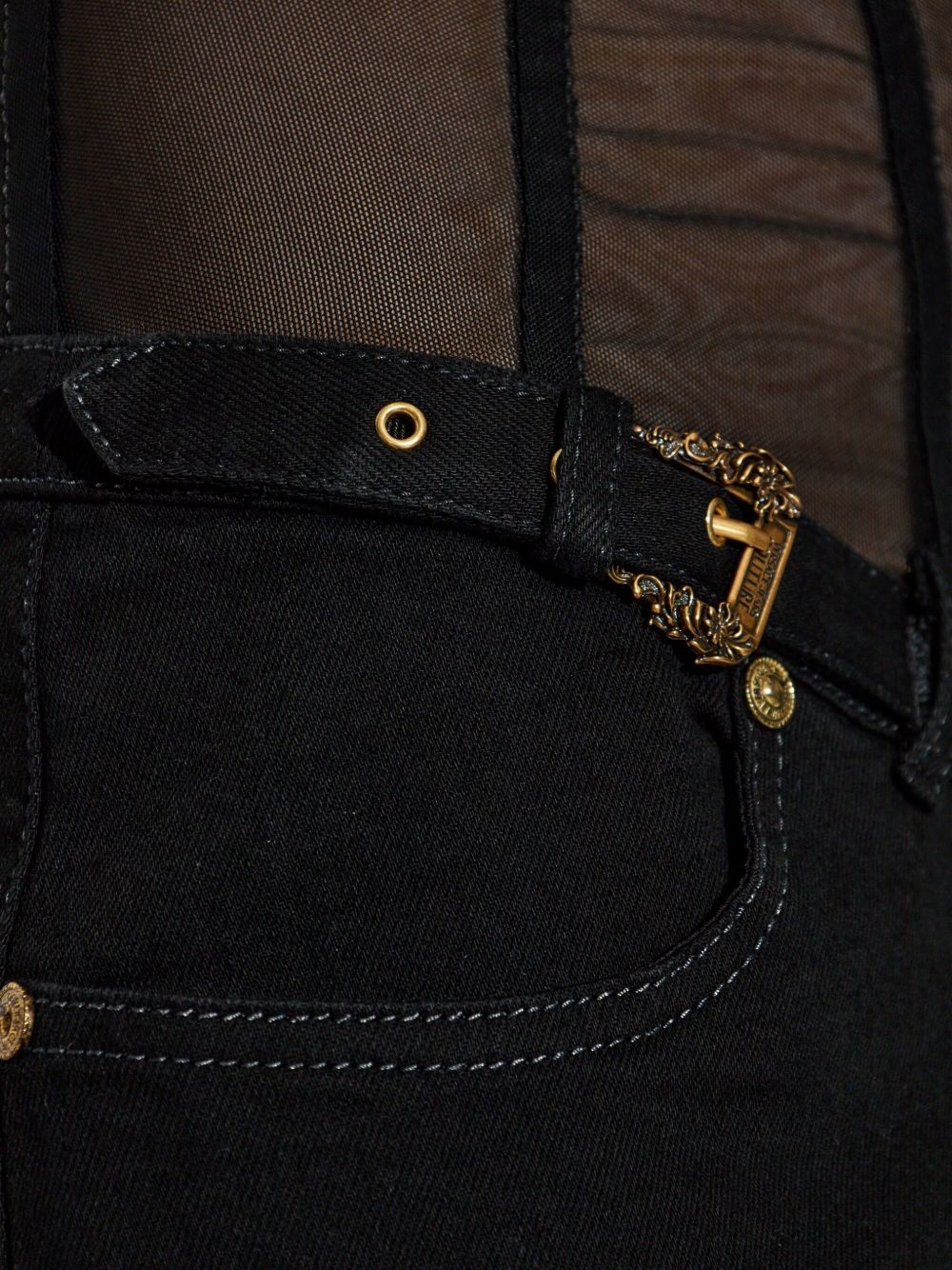 Barocco-buckle denim skirt - 5