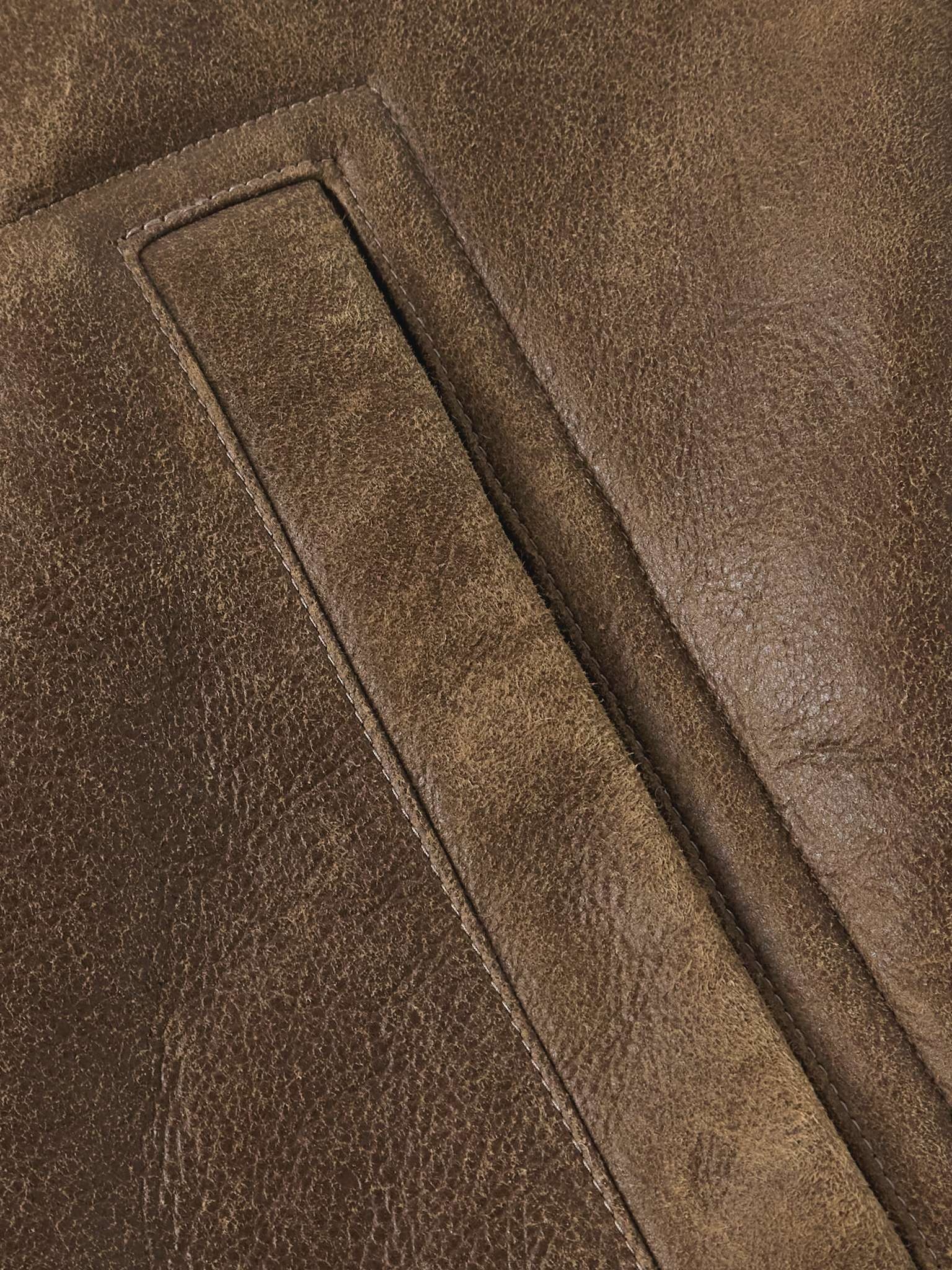 Shearling-Lined Leather Aviator Jacket - 3